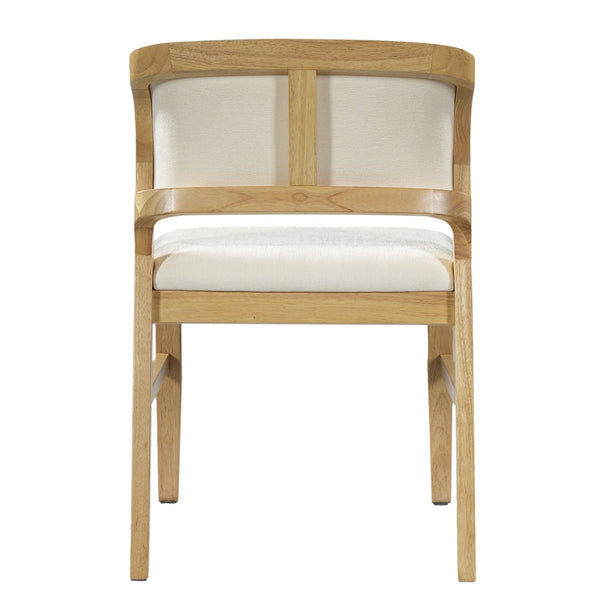 English Elm Mid-century Modern Linen Blend Dining Chairs Rubberwood Legs Sculptural Backrest Set of 2 Natural+Beige N768P442078N