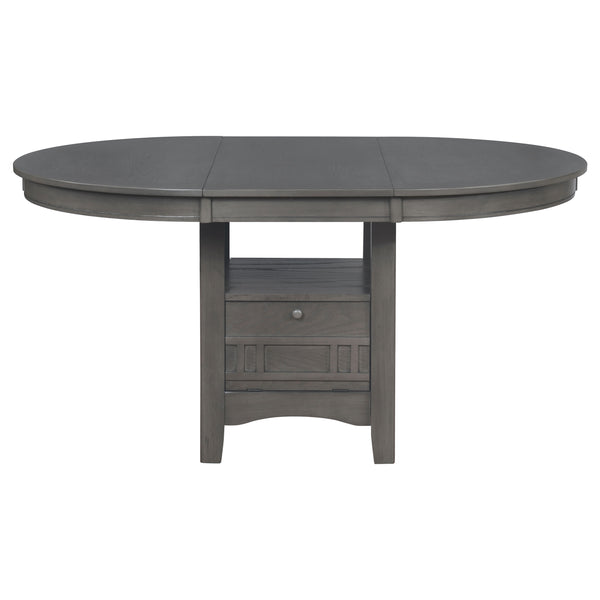 English Elm Lavon Oval Dining Table with Extension Leaf & Built-In Storage in Medium Grey — Elegant, Versatile Design B062P344903