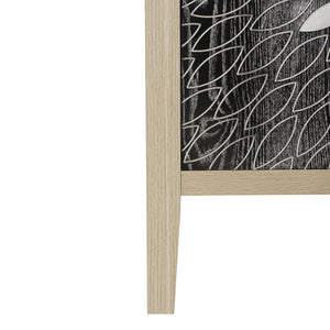 English Elm 2-Door Carved Storage Cabinet with Floral Handle, Adjustable Shelf, Anti-Tip Safety, Slim Design Black,Natural W688P232768