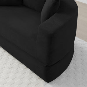 English Elm Convertible Corduroy Cloud Couch Bed with High-Density Foam, Boneless Futon Lounger for Cozy Relaxation Black W2677P388980