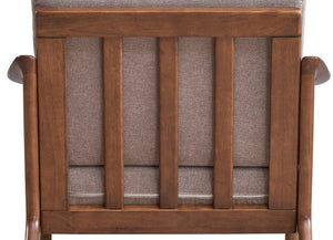 English Elm Lide Light Brown Fabric Accent Chair with Brown Wood Frame, Removable Cushion & 220lb Capacity B2726S00385