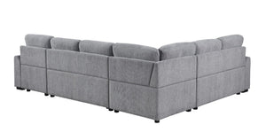 English Elm Multi Functional L Shaped Sectional Sofa with Sleeper and Hidden Storage Chaise Light Gray B2730S00056