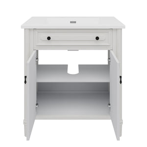 English Elm Christopher Knight Home® - 30 Inches Vintage Bathroom Vanity With Sink, Rustic Faux Aged Finish, Soft Close Doors & Storage Shelf N817P299472W