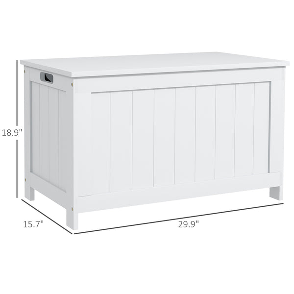 English Elm HOMCOM 29.9" Storage Chest Bench with Safety Hinges, 264lb Seat Capacity, White MDF Organizer W2225P173959