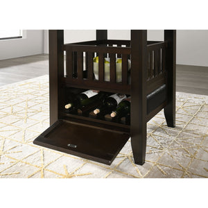 English Elm Finley Espresso 5-Piece Dining Set with Wine Glass Storage, Black Faux Leather Chairs & Cabinet Accent B062S00826