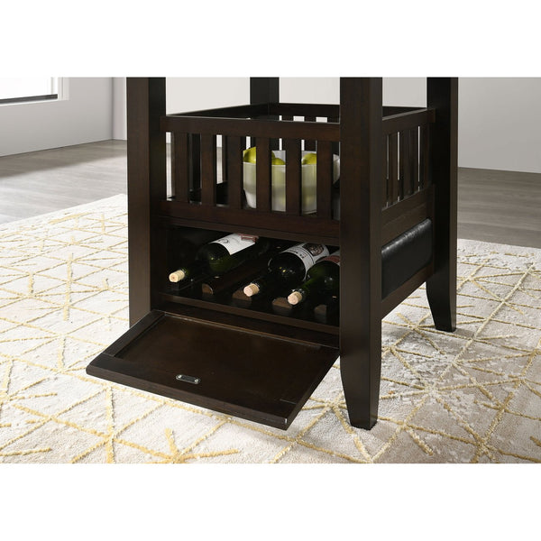 English Elm Finley Espresso 5-Piece Dining Set with Wine Glass Storage, Black Faux Leather Chairs & Cabinet Accent B062S00826