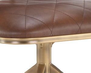 Sunpan VIRTU Swivel Dining Chair - Compact Bravo Cognac with Diamond-Tufted Upholstery & Rustic Frame 105105