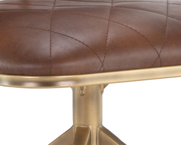 Sunpan VIRTU Swivel Dining Chair - Compact Bravo Cognac with Diamond-Tufted Upholstery & Rustic Frame 105105