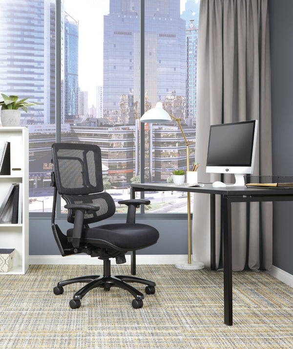 OSP Home Furnishings Vertical Mesh Ergonomic Managers Chair with Lumbar Support and Polished Aluminum Base 99663B-30