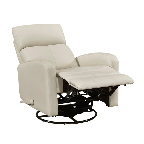 English Elm 1pc Glider Recliner Chair Top Grain Leather Swivel Recliner with Smooth Glide, Plush Foam Comfort Beige 32 L x 30.75 W x 27.5 H B011P395859