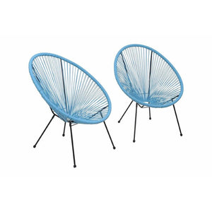 English Elm 2-Pack Steel Outdoor Lounge Chairs Egg-Shaped Papasan Style, Weather-Resistant, Stackable, 600lb Capacity B120P361553
