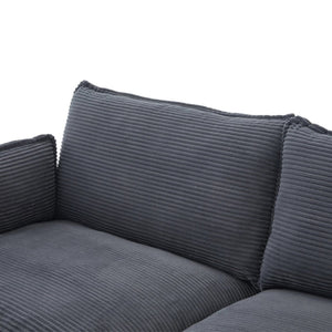 English Elm United We Win Modular Corduroy Sectional with Ottoman Low Profile Living Room Couch Gray W1568S00255