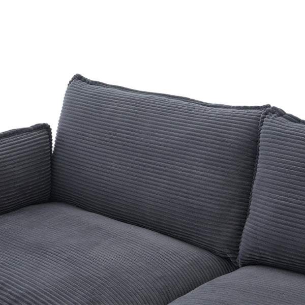 English Elm United We Win Modular Corduroy Sectional with Ottoman Low Profile Living Room Couch Gray W1568S00255