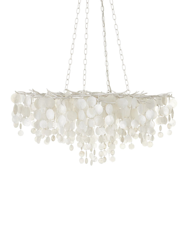 Currey & Company Lusso Chandelier - Elegant Hand-cut Capiz Shells, Adjustable Height, Stunning Wrought Iron Design Silver Capiz Shell ,Wrought Iron 9000-1322-currey-company