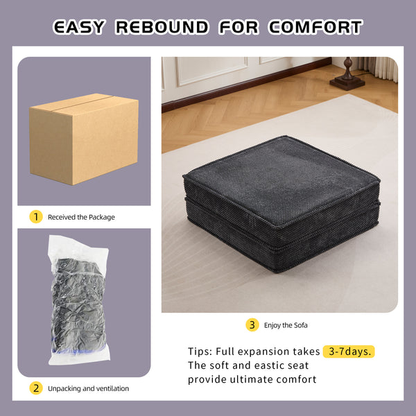 English Elm Compression Modular Sofa Bed - Convertible Boneless Design, Plush Fleece, No Assembly, Dark Grey W3723P377152