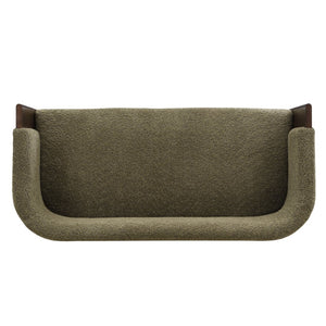 English Elm 48.5" Compact Track Arm Loveseat Rubberwood Frame Polyester Upholstery Studio Sofa Green,Walnut N771P384798L