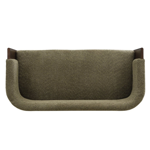 English Elm 48.5" Compact Track Arm Loveseat Rubberwood Frame Polyester Upholstery Studio Sofa Green,Walnut N771P384798L