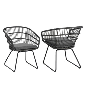 English Elm Christopher Knight Home® - TERRY Rattan Patio Chair Set (2) with Cushions, Gray Iron Frame, 300 lb Capacity, Quick Assembly N762P240844E