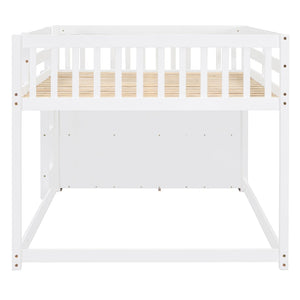 English Elm Full Over Bunk Bed with Four Drawers Three Shelves Pine and Mdf Kids Frame White LT000267AAK-1