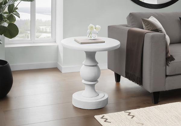 English Elm Accent Table Round Matte Finish Weather Resistant Magnesium Oxide Indoor Outdoor Side White B2710P461665