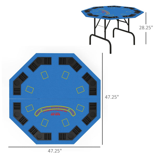 English Elm Soozier Foldable 47" Octagon Poker Table For 8 Players - Compact Casino Experience With Drink Holders W2225P217197-GIGA