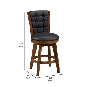 English Elm Core Swivel Counterstools Set of 2 Tufted Faux Leather Wood Frame Kitchen Seating B056P417048