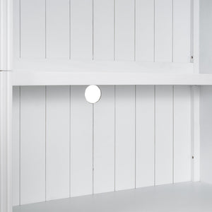 English Elm 83" 5-Tier Bookcase Suite with LED Light Strip, Adjustable Shelves, Cable Management & Solid Wood Frame White N751S246920K