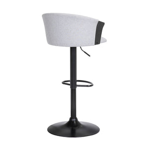 English Elm Lydia Swivel Adjustable Barstool Upholstered Fabric Seat with Black Wood Frame Gray B2736P464835
