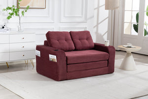 English Elm Convertible Floor Sofa Bed with Memory Foam and Ribbed Corduroy for Small Spaces Wine Red W395P438031