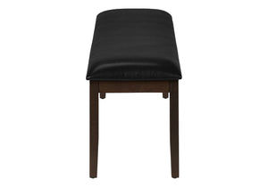 English Elm Bench, 48" Rectangular Upholstered Entryway Bench with Faux Leather Seat and Solid Wood Frame, Durable Black 50 L x 17 W x 7 H B2710P218882