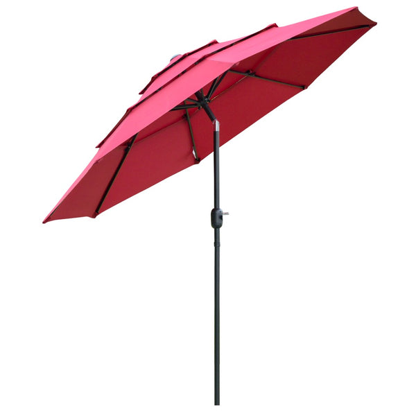 English Elm Outsunny 9Ft Stylish Outdoor Market Umbrella With Crank & Tilt, Elegant Wine Red, Perfect For Patios W2225P200446-GIGA