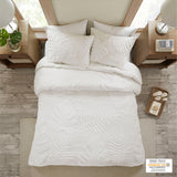 Bahari Coastal 3 Piece Tufted Cotton Chenille Palm Duvet Cover Set