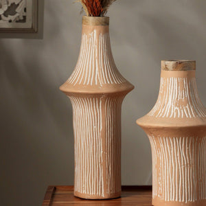 English Elm Handcrafted Eco-Mix Tall Terracotta Flower Vase – Sustainable, Stylish Accent For Any Décor Space B346P336935