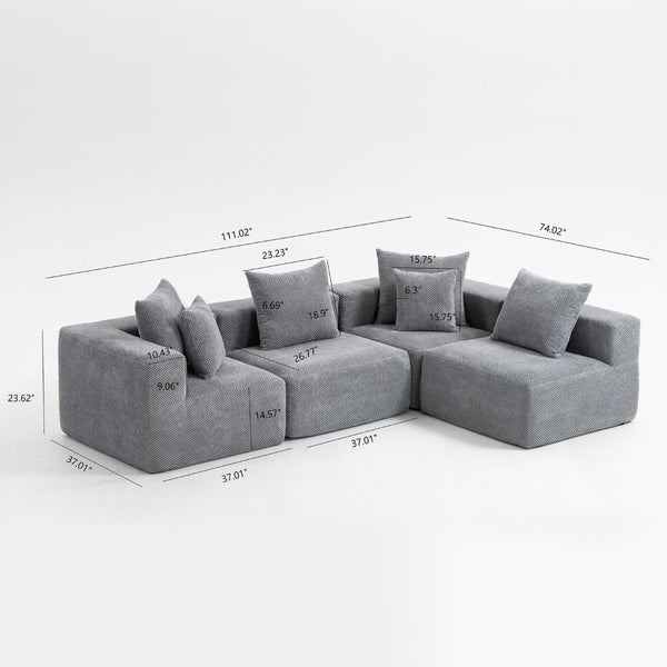 English Elm Modular Low Profile Sectional Sofa Plush Chenille Upholstery for Cozy Living Rooms W3326S00035