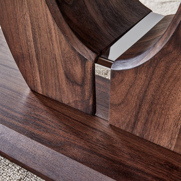 English Elm Modern Walnut MDF Rectangular Coffee Table with Dark Brown Grain Sticker, Silver Trim, Ergonomic Height W1151P230544