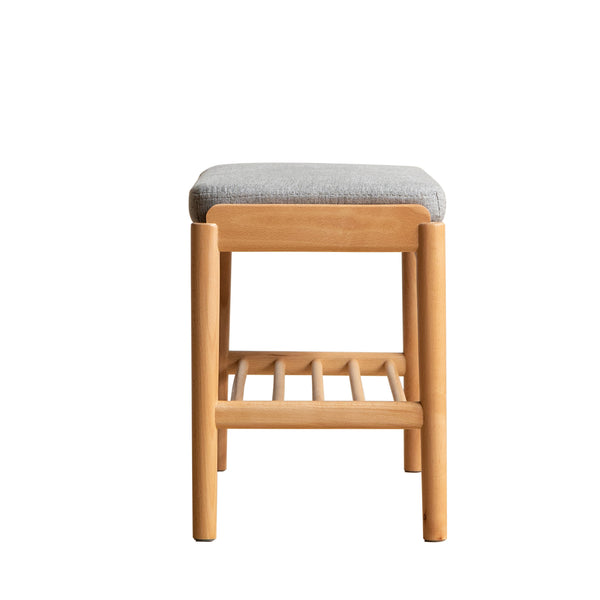 English Elm (Gray) Natural Solid Wood Shoe Bench with Storage, Mid-Century Beech Design, Padded Cushion, Eco-Friendly Durable Seating W1283P401287