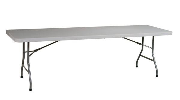 OSP Home Furnishings 5' Resin Top Folding Utility Table with Powder Coated Steel Frame for Indoor Outdoor Use 8' BT08Q