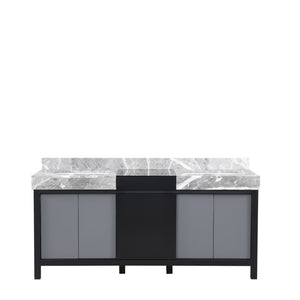 English Elm Black Double Bath Vanity 72" W X 22" D With Castle Grey Marble Top & Ample Storage For Elegance B2731P261113