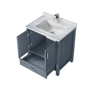 English Elm Dark Grey 30" Bath Vanity with Carrara Marble Top, Soft-Close Drawer, Chrome Faucet, Storage Slate B2731P258999