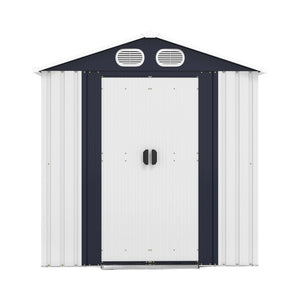 English Elm Campcraft 8x6 Outdoor Metal Storage Shed with Lockable Doors and Ventilation for Backyard White W1598S00045