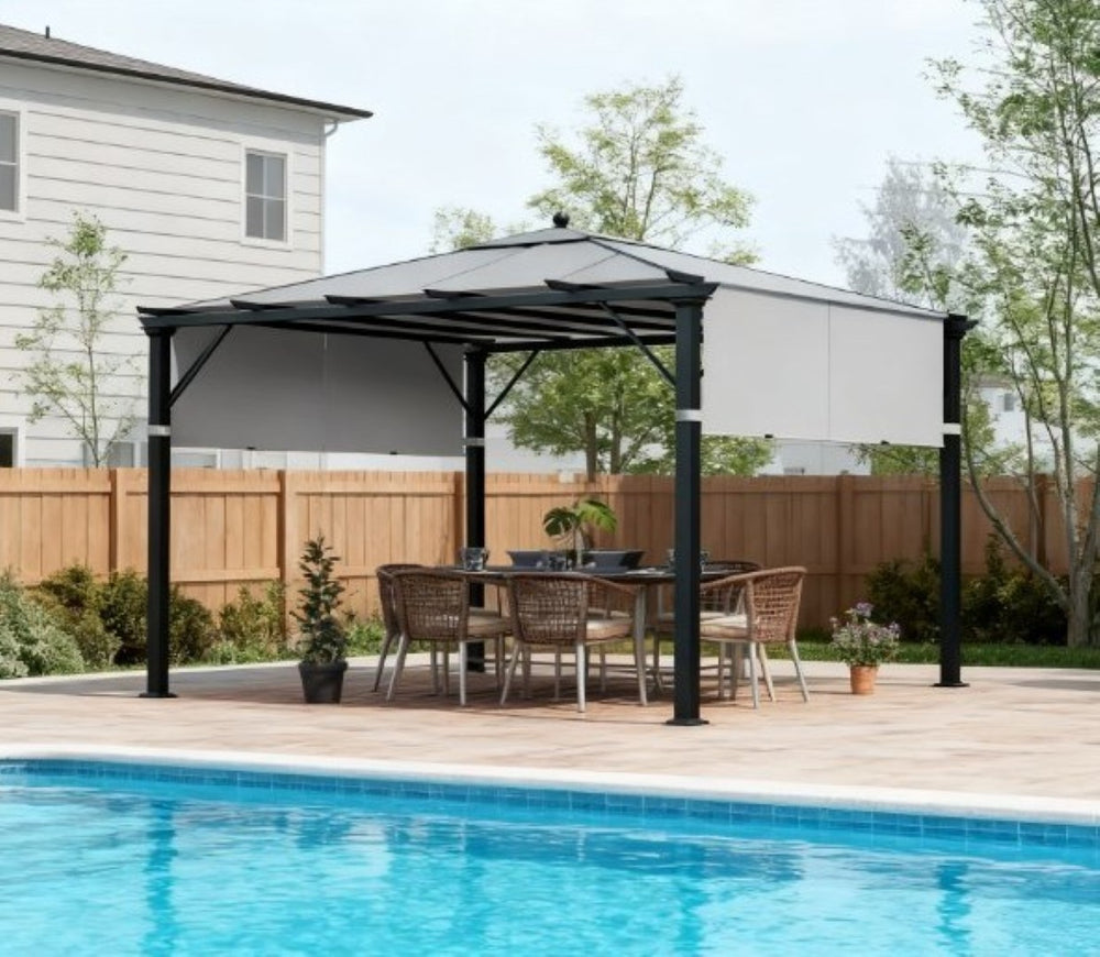 English Elm Easy Install Polyester Pergola Canopy Set Uv30 Protection Outdoor Shade Cover 2 Panels T3971P426454