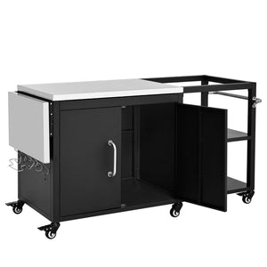 English Elm K&k Stainless Steel Outdoor Grill Cart with Cabinet Drop Leaf and Swivel Casters N707P397500B