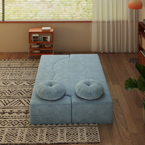 English Elm Folding Foam Futon Sofa Sleeper Twin Size Floor Lounger for Guest or Studio Use Light Blue W2353P388489