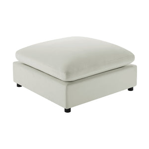 English Elm Caylie Ivory Fabric Ottoman — Plush 41" Square Removable Covers, Hardwood Frame, Pet-Friendly Comfort B050P406807