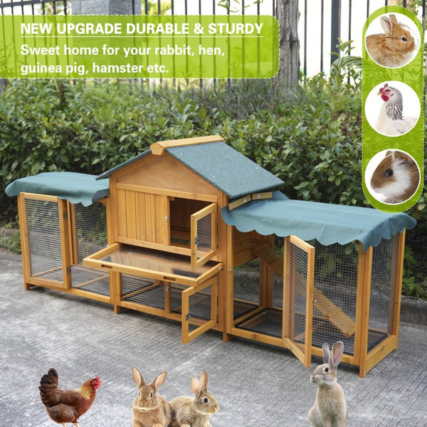 English Elm 45 Inch Solid Wood Outdoor Dog House with Elevated Floor and Waterproof Insulated Roof W1431P388072