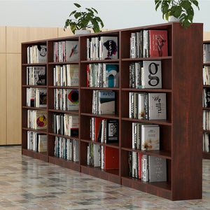 English Elm 5 Shelf Tall Cherry Wood Bookcase with Adjustable Shelves for Office or Bedroom T3623P418325