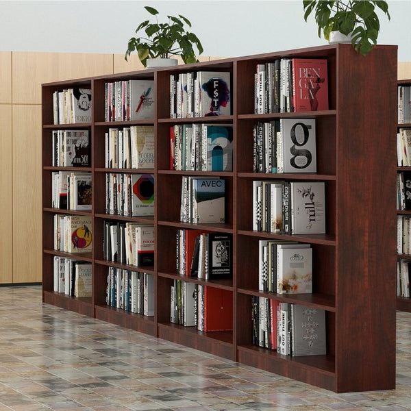 English Elm 5 Shelf Tall Cherry Wood Bookcase with Adjustable Shelves for Office or Bedroom T3623P418325