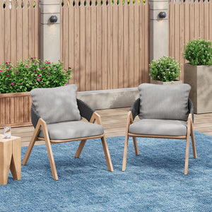 English Elm Christopher Knight Home® - Patio Weather-Resistant Wicker Chairs with Removable Water-Repellent Cushions, Durable Steel Frame Set Grey,Teak 39.5 L x 27 W x 16.5 H N776P271809L