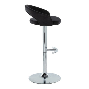 English Elm Adjustable Velvet Swivel Barstools with Chrome Base for Kitchen or Bar Set of 3 B202S02053