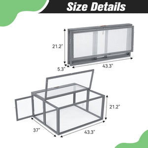 English Elm Folding Rabbit Hutch Fir Wood Galvanized Mesh Outdoor Enclosure with Secure Access W2181P363010